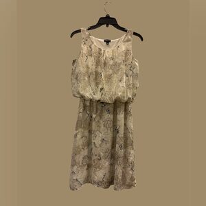 Relativity Beige and Black Patterned Midi Dress